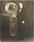 Jack Barnsby with king standing tuba
